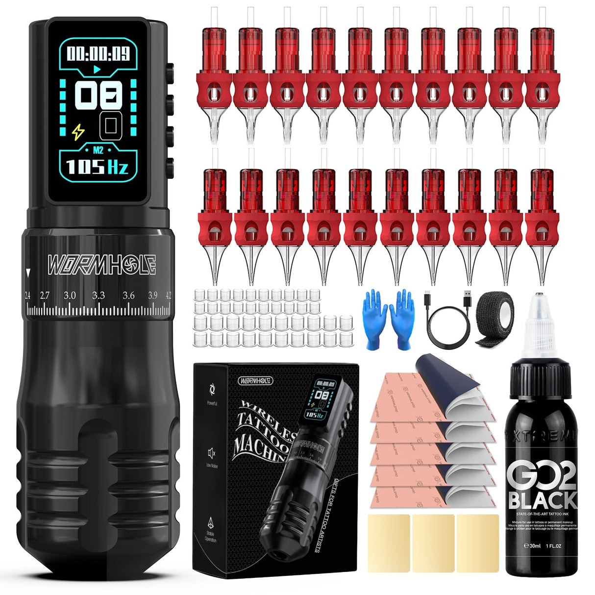 Wormhole Wireless Rotary Tattoo Kit – Adjustable Stroke