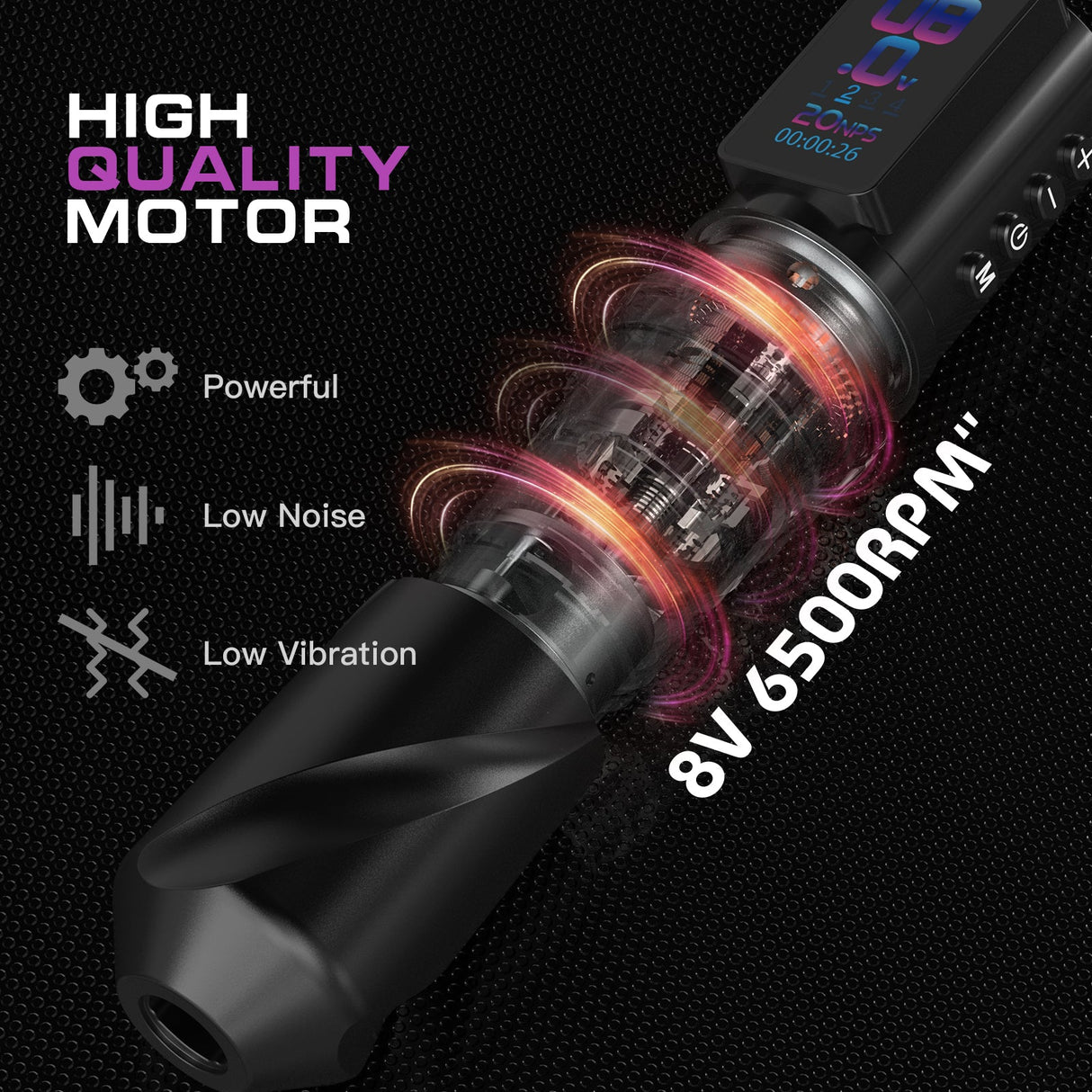 Wormhole Tattoo Kit –7 Adjustable Stroke & LED Display