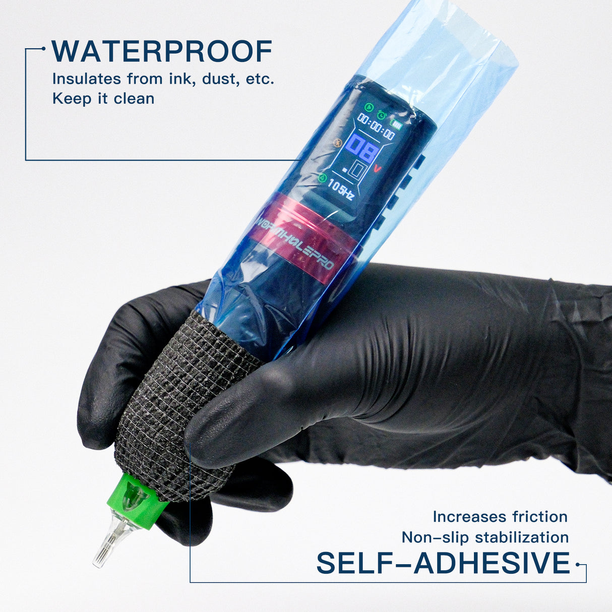 200PCS Disposable Tattoo Machine Covers + 3PCS Grip Tape