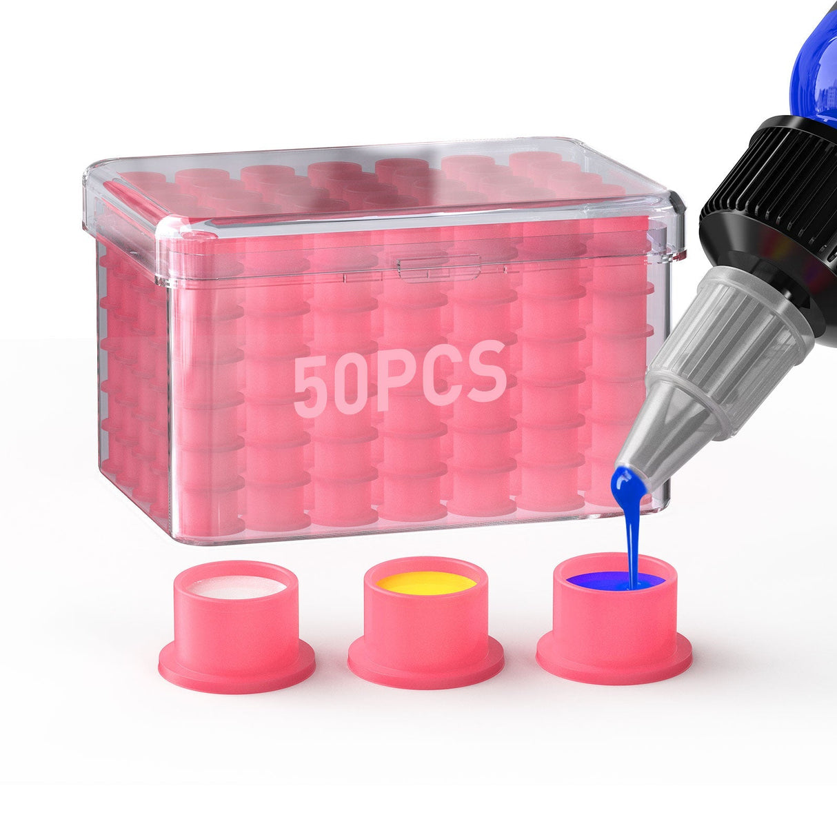 Wormhole Tattoo Silicone Ink Cups with Base – Disposable Self-Stand Ink Caps 50Pcs