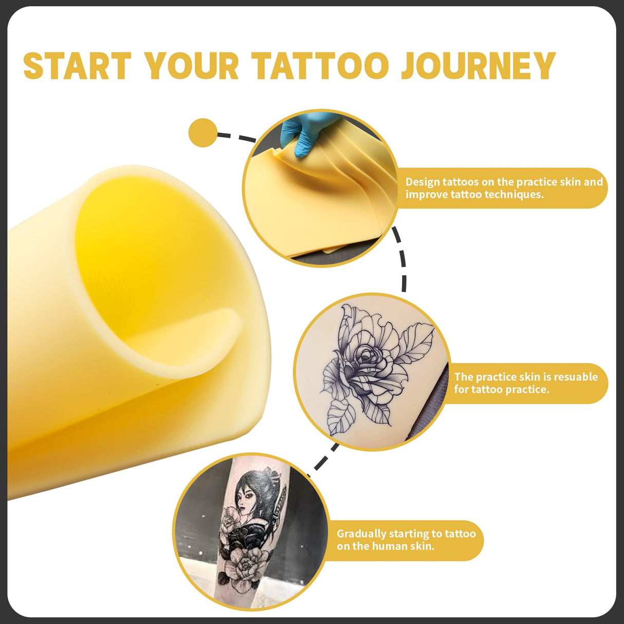 8*Tattoo Practice Skin 3MM with 10 WormholePro Transfer Stencil Paper
