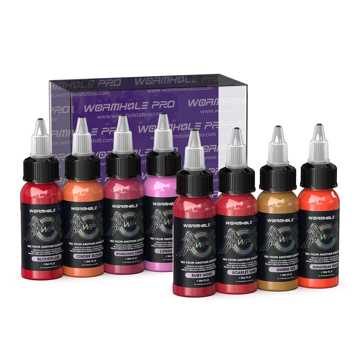 Tattoo Ink 8 Colors Set – Ruby Howl, Scarlet Vane, Bloodflare | Wormhole Pro