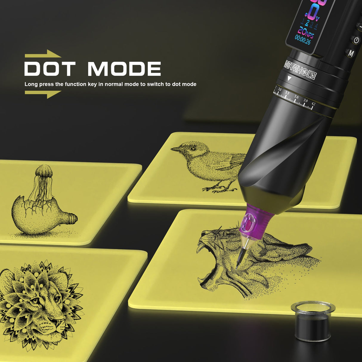 Wormhole Tattoo Kit –7 Adjustable Stroke & LED Display