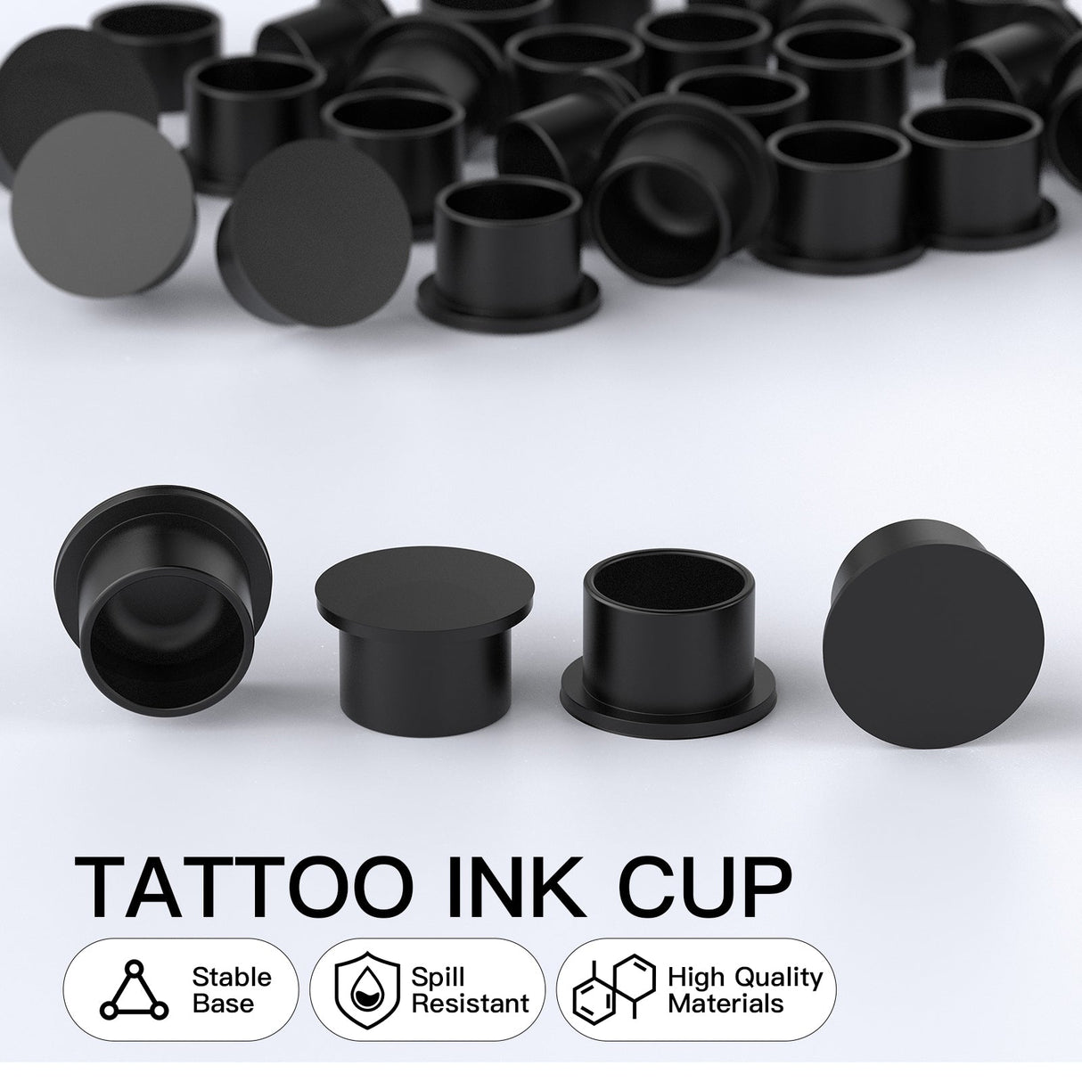 Wormhole Silicone Ink Cups with Base – Disposable Self-Standing Tattoo Ink Cups 200Pcs