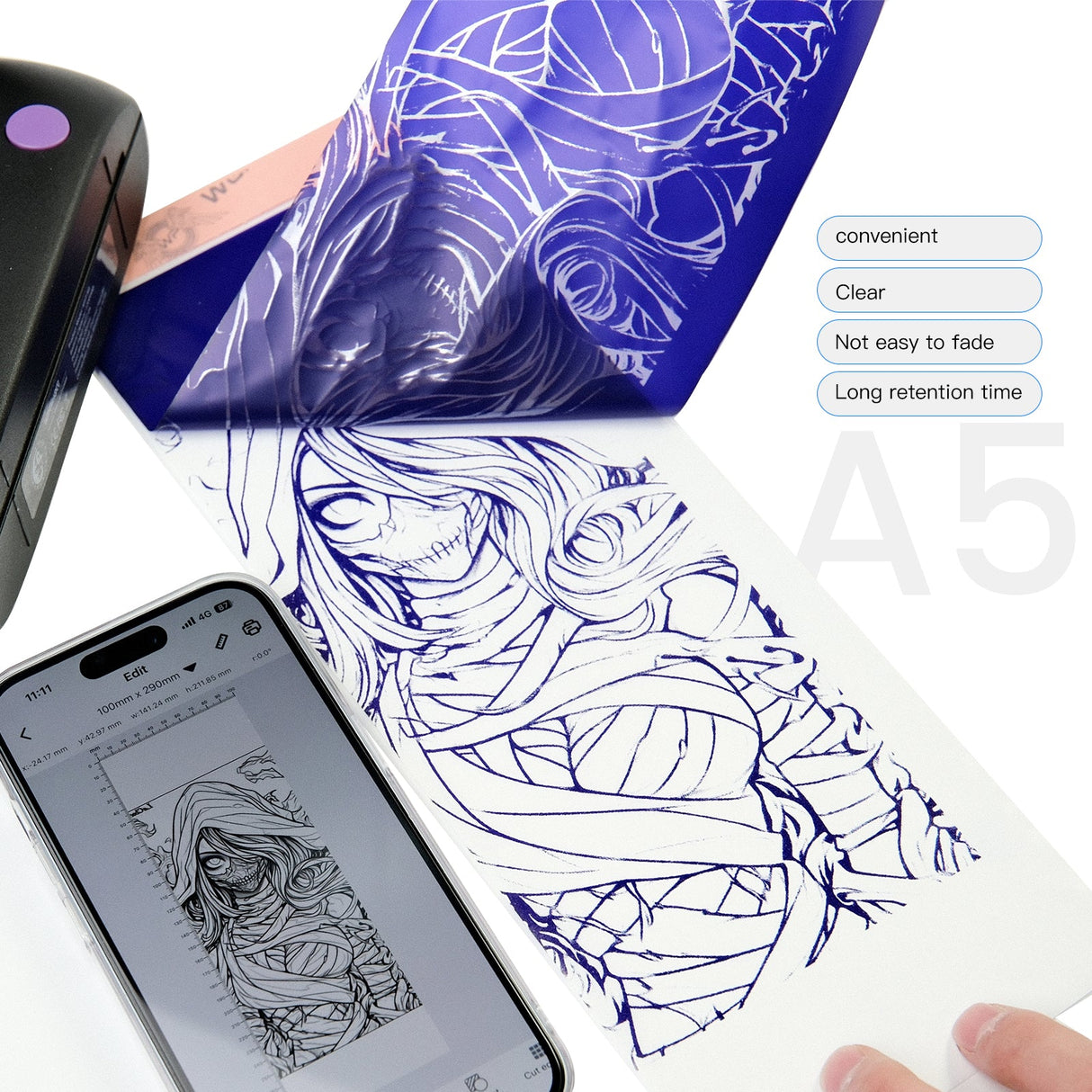 WormholePro Thermal Stencil Paper – Mini Printer Compatible(35/50/100 Sheets)