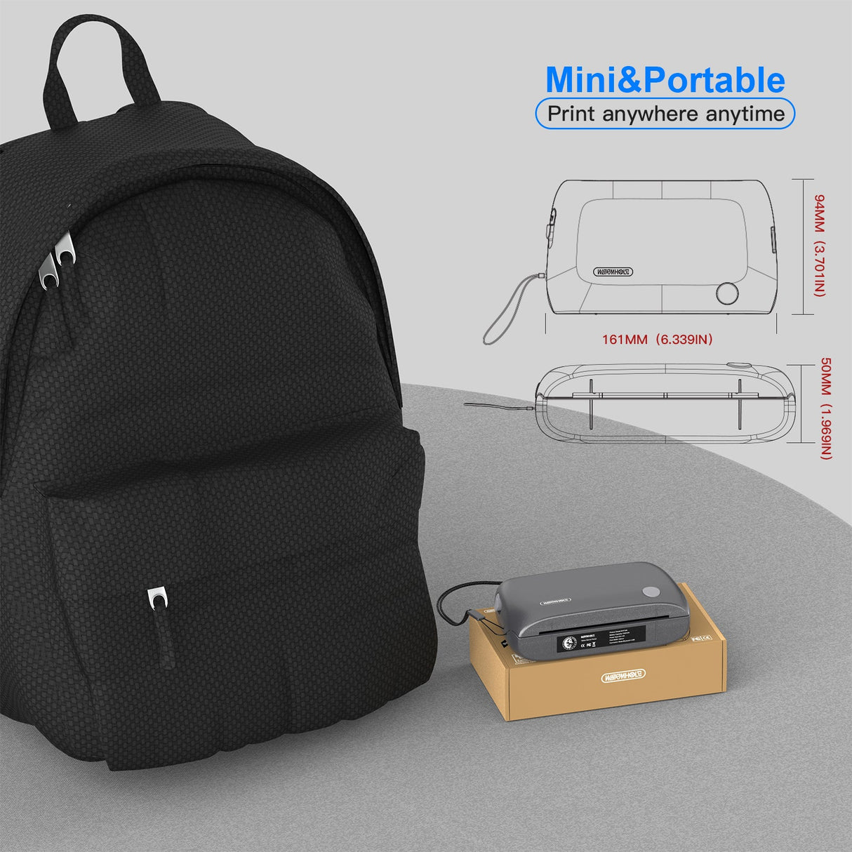 Wormhole Mini Tattoo Stencil Printer with Bluetooth (Grey)