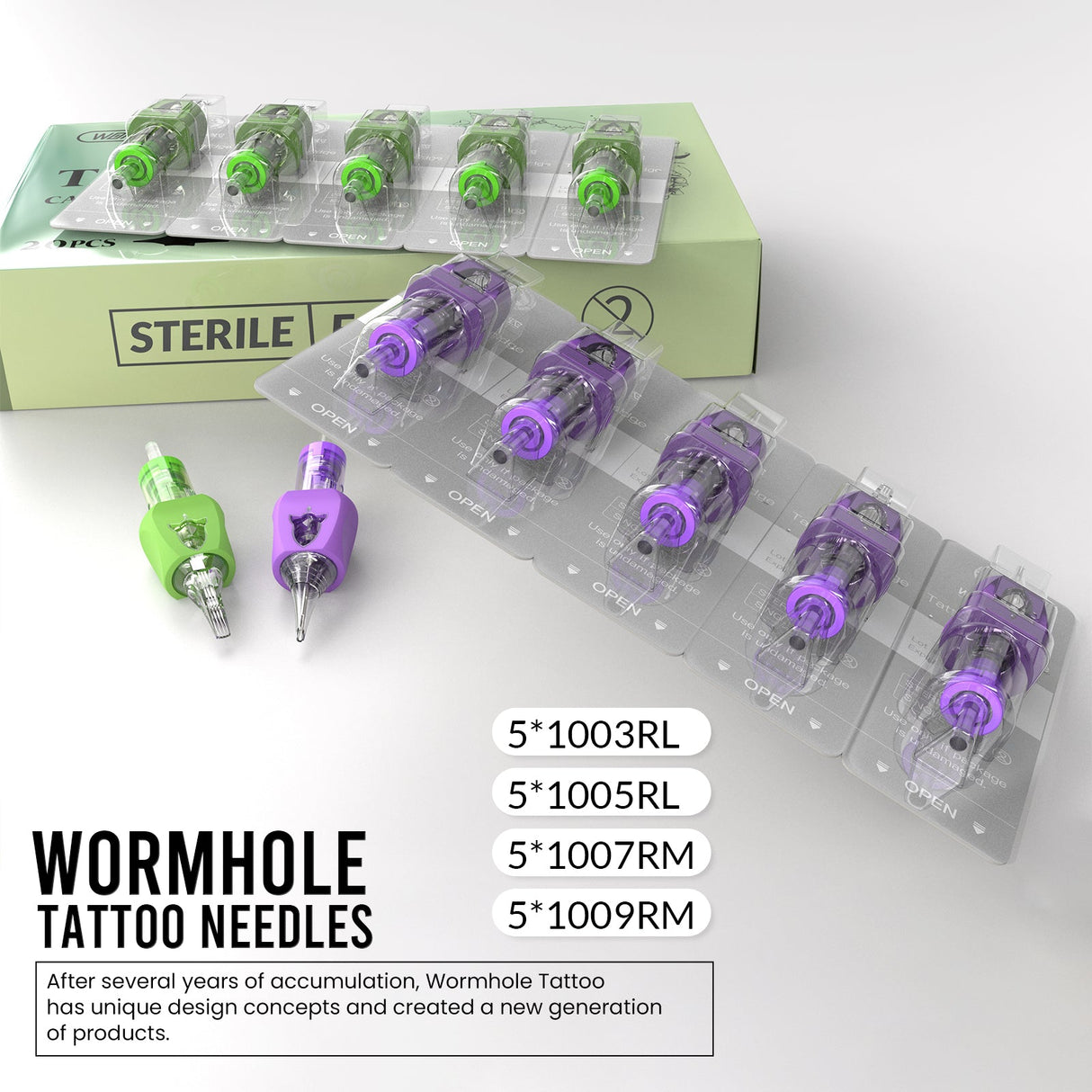 Wormhole Tattoo 20pcs Finger Ledge Mixed Sizes RL/RM Cartridge Needles