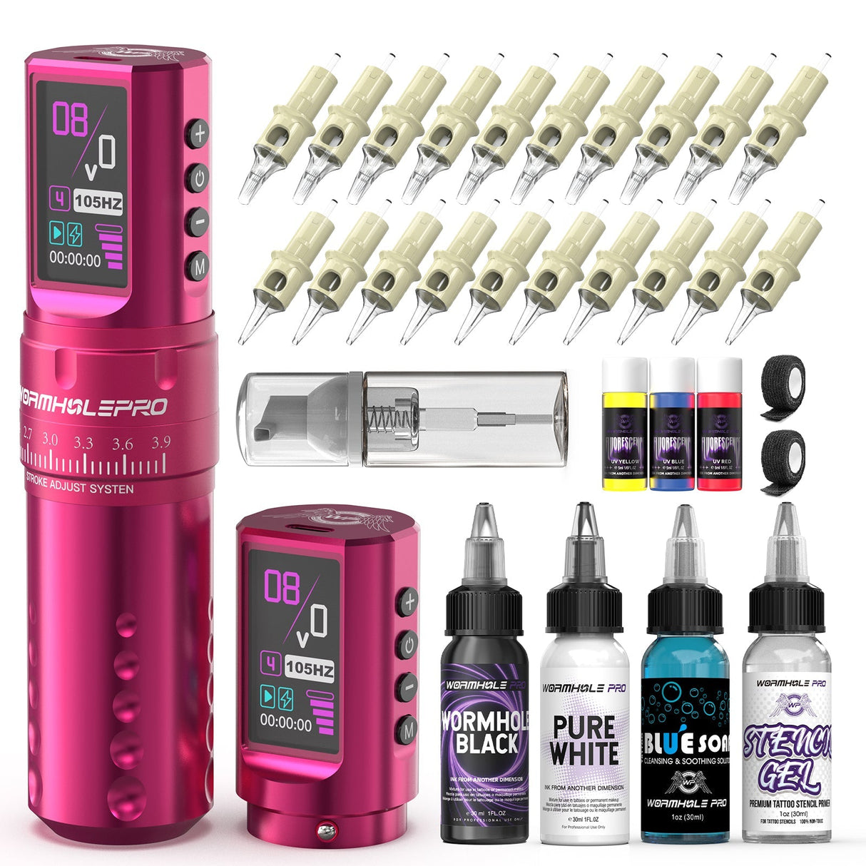 Wormhole Pro Wireless Tattoo Kit with UV Ink