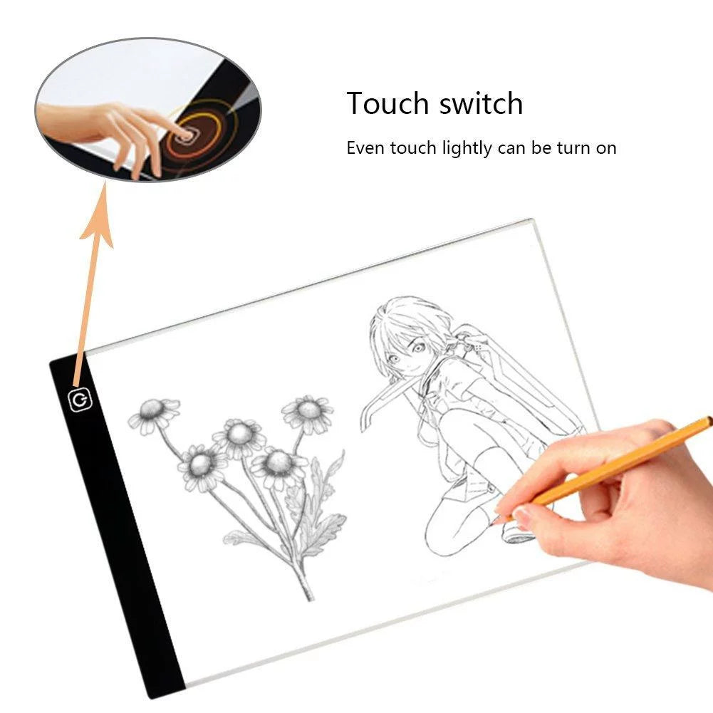 A4 Ultra-Thin LED Tracing Light Box USB Power Cable with Eyesight-Protected 3 Brightness Levels - wormholetattoo