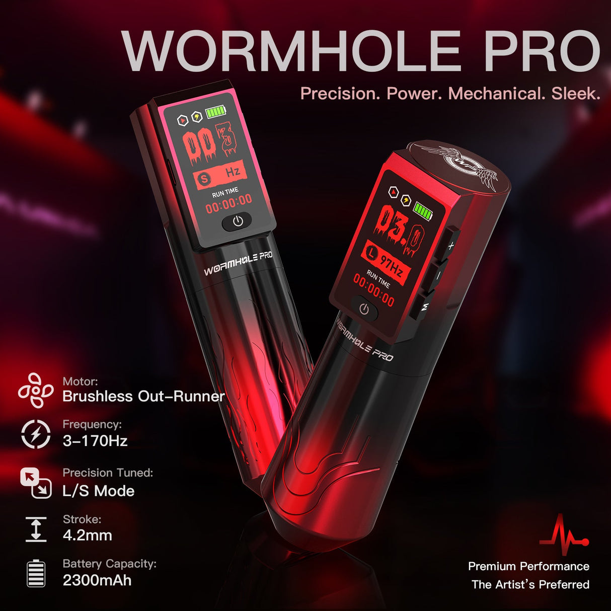 Wormhole Pro Rossa Dual Power & Dual Grip Tattoo Pen