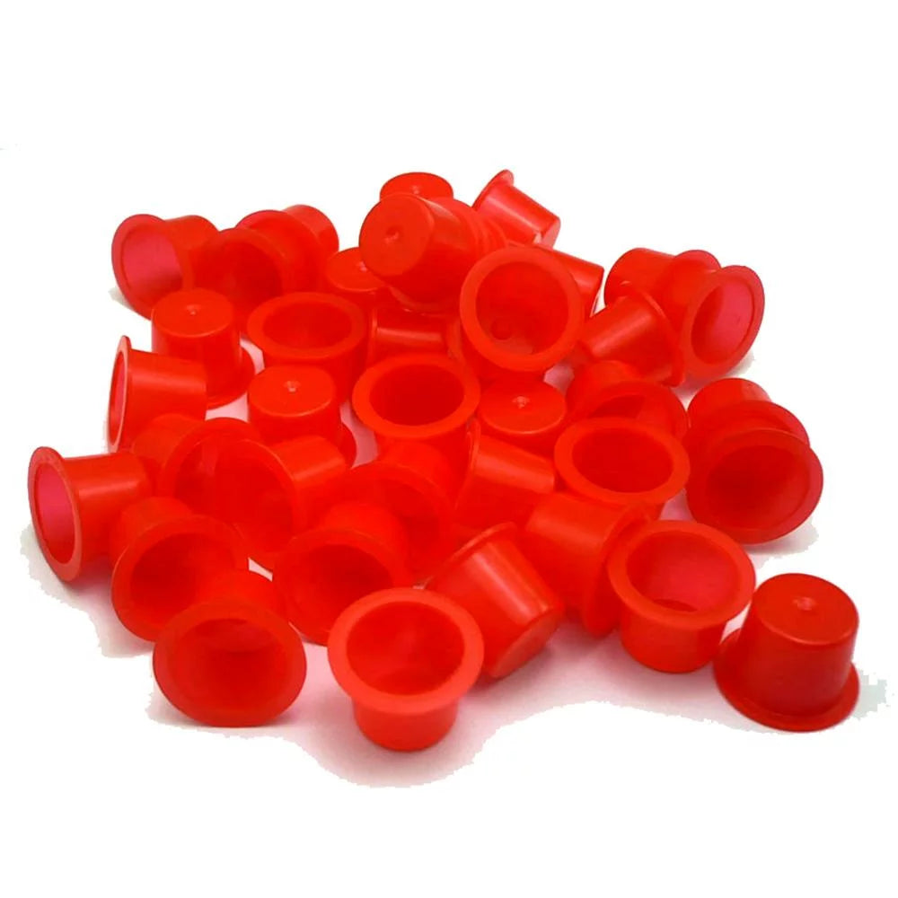 ITATOO 1000pcs Red Tattoo Ink Cups Mixed Sizes #9 Small #13 Medium #16 Large - wormholetattoo
