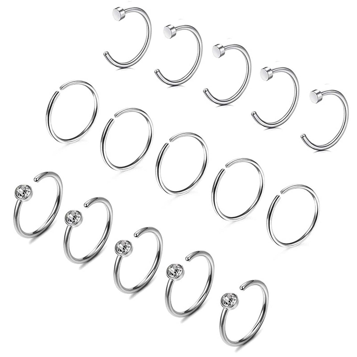 Nose Ring Hoop Mixed Size 15pcs