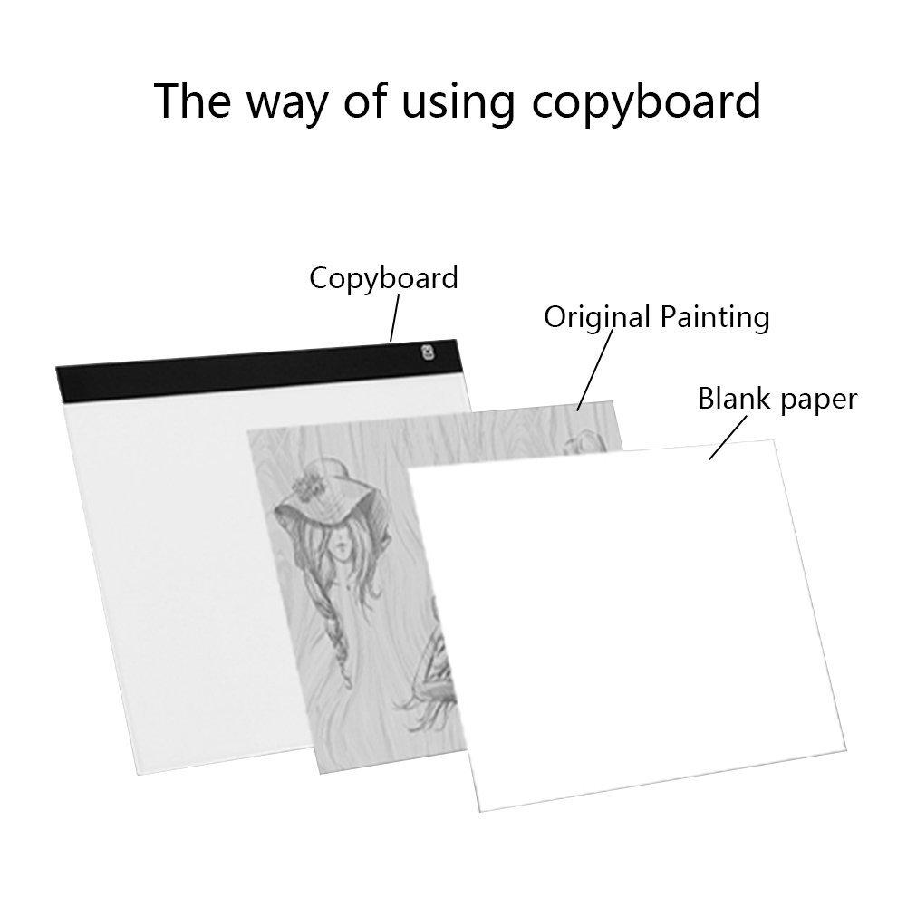 A4 Ultra-Thin LED Tracing Light Box USB Power Cable with Eyesight-Protected - wormholetattoo