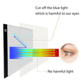 A4 Ultra-Thin LED Tracing Light Box USB Power Cable with Eyesight-Protected 3 Brightness Levels - wormholetattoo