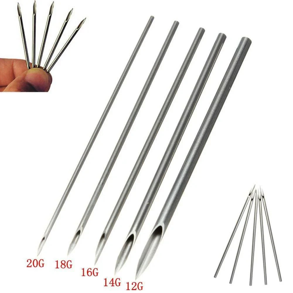 100pcs Tattoo Body Piercing Needles 12G,13G,14G, 15G,16G 18G 20G - wormholetattoo