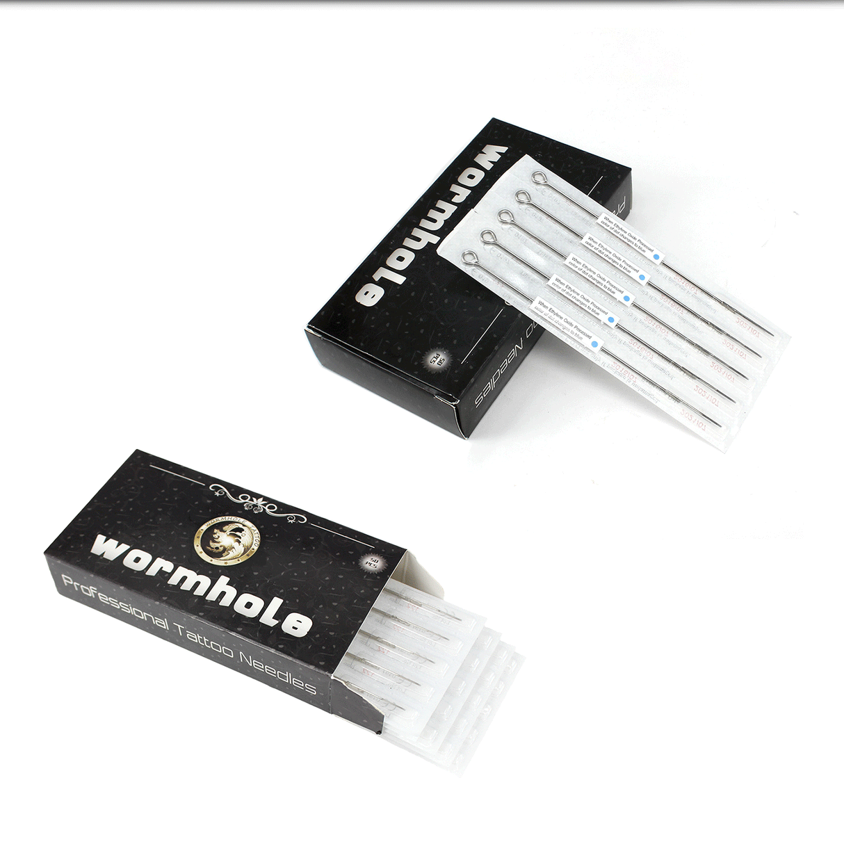 Wormhole 50 Pcs #12 Standard Disposable Tattoo Needles Mix Sizes with Blue Dot - wormholetattoo