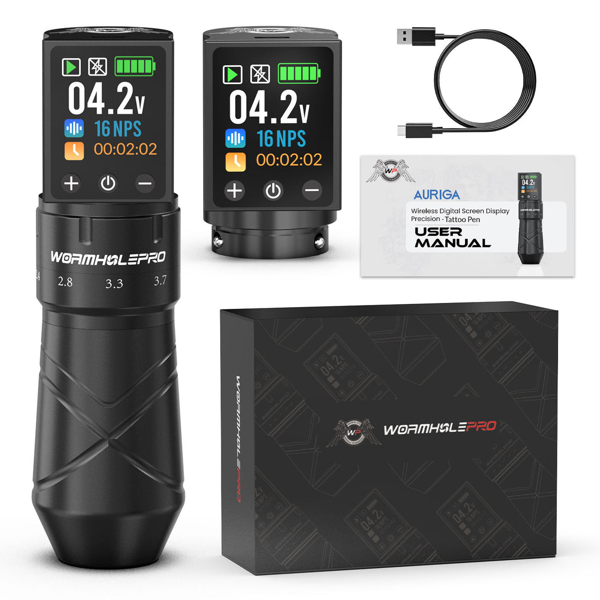 Adjustable Stroke Tattoo Machines & Long-Lasting Battery|WormholePro Auriga