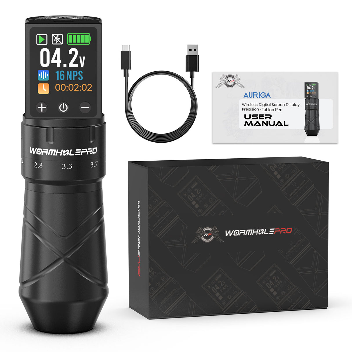 Adjustable Stroke Tattoo Machines & Long-Lasting Battery|WormholePro Auriga