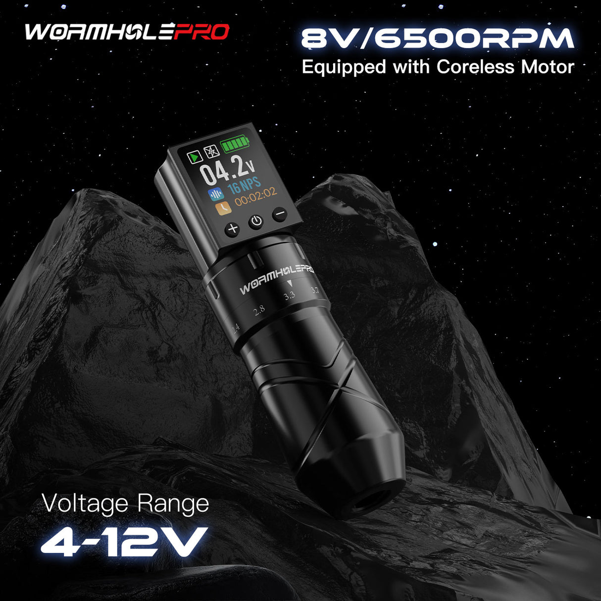 Adjustable Stroke Tattoo Machines & Long-Lasting Battery|WormholePro Auriga