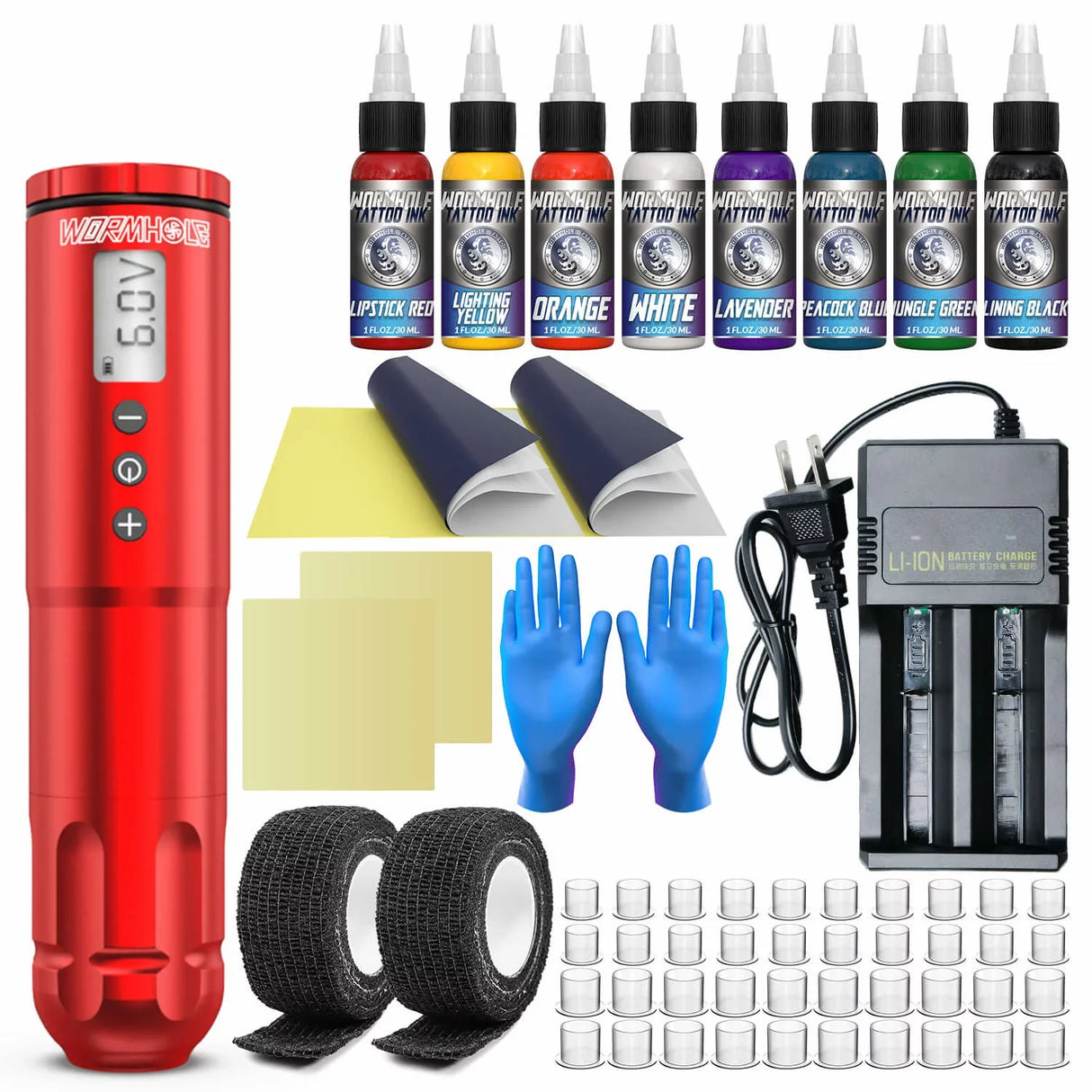 LED Wireless Tattoo Pen Kit with 8 Tattoo Ink