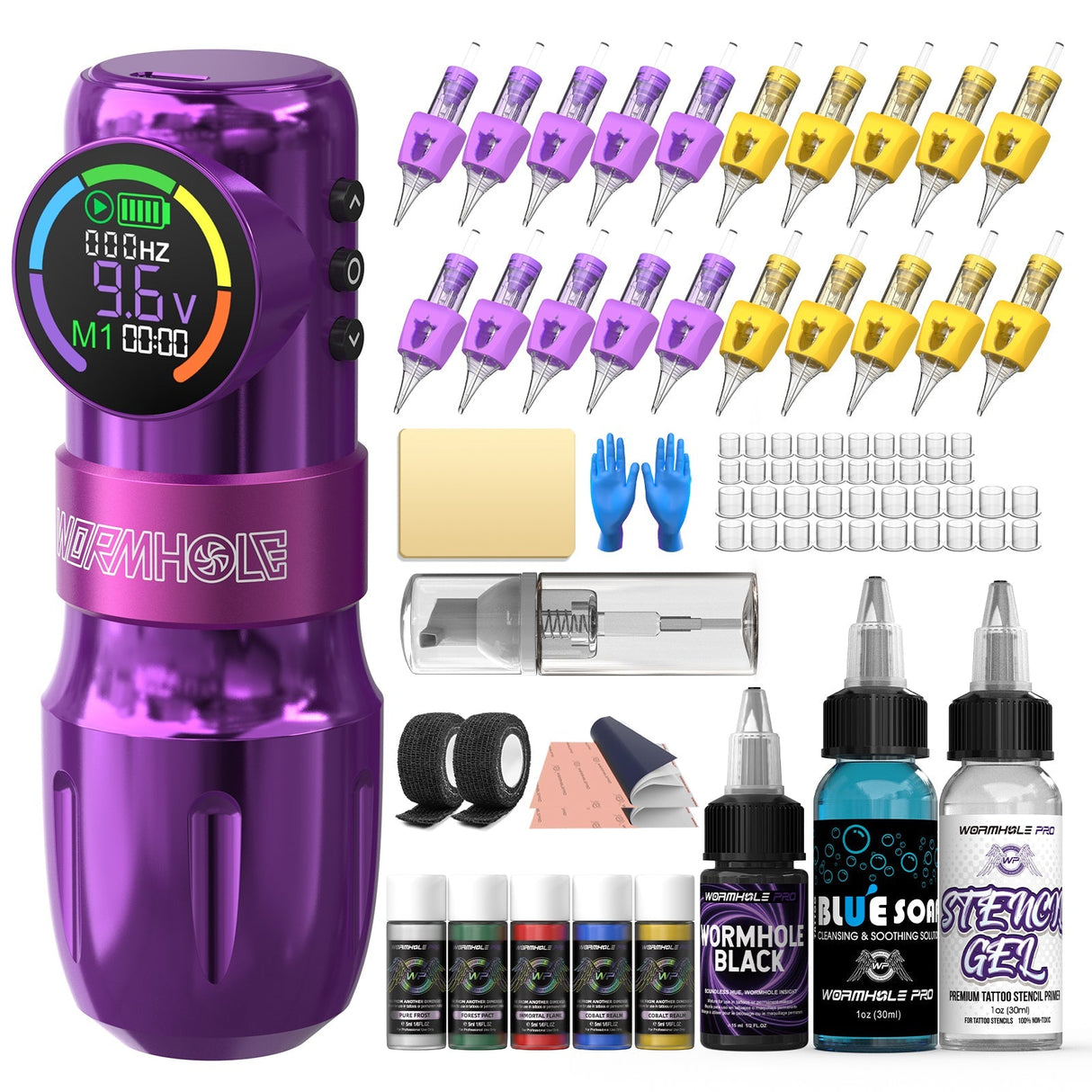Wormhole Wireless Tattoo Gun Kit - Professional Tattoo Pen & 1500mAh Battery