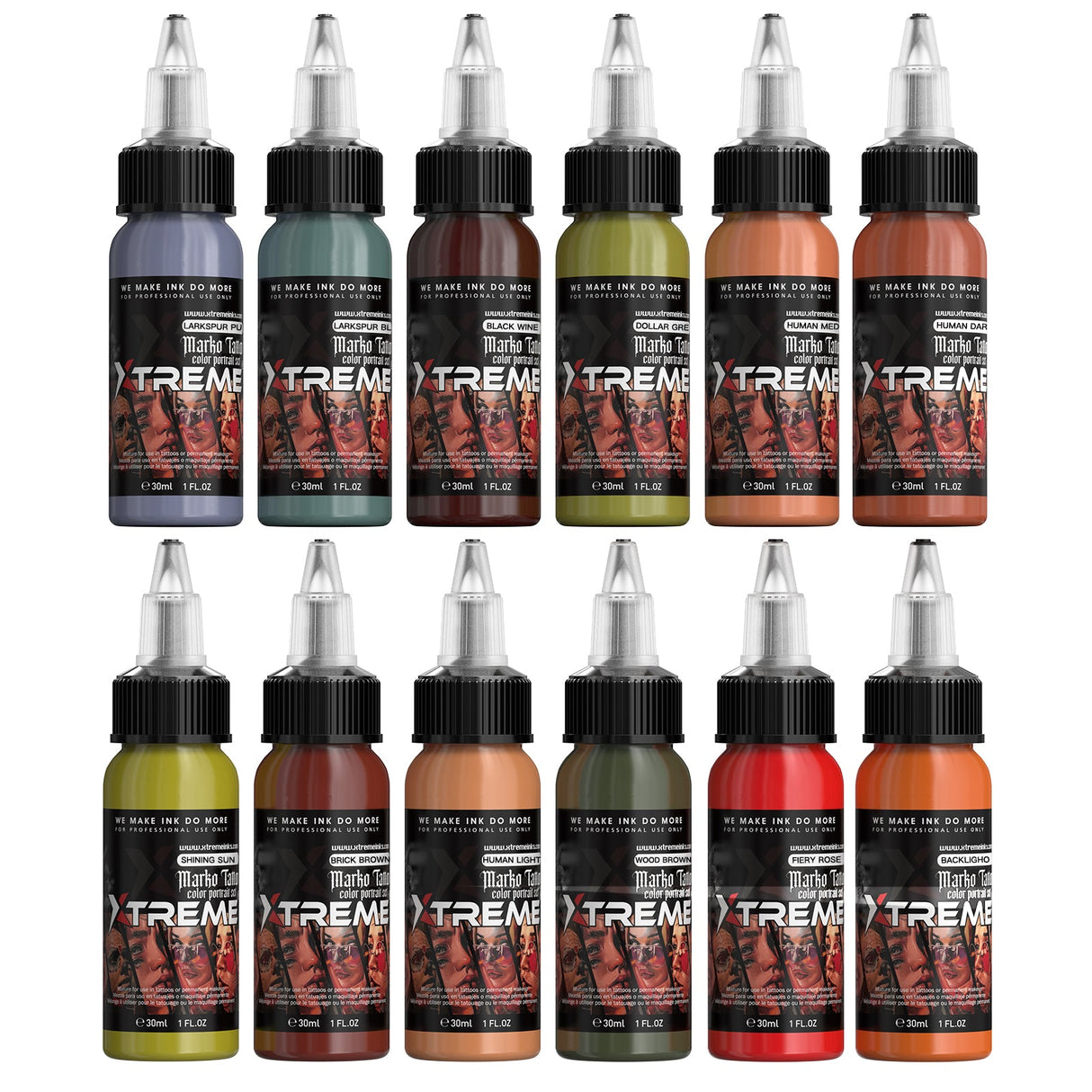 Marko Tattoo Ink Color Portrait Set – 12 Color
