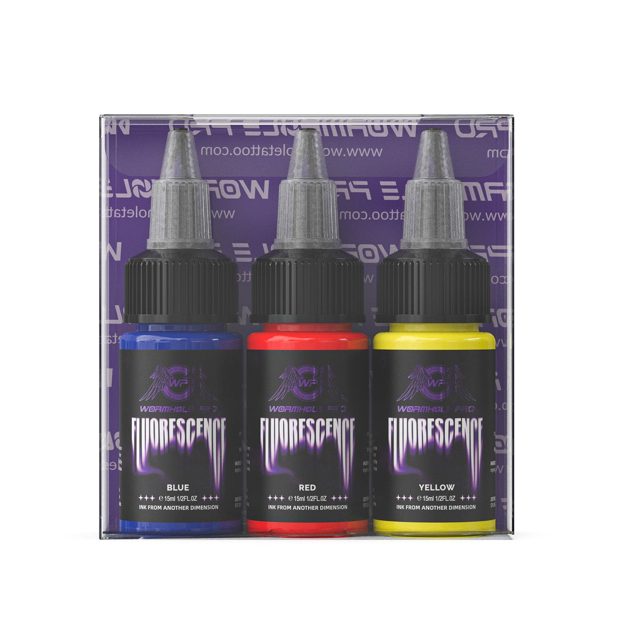 15ml UV Ink Trio – Red, Yellow & Blue – Wormhole Pro