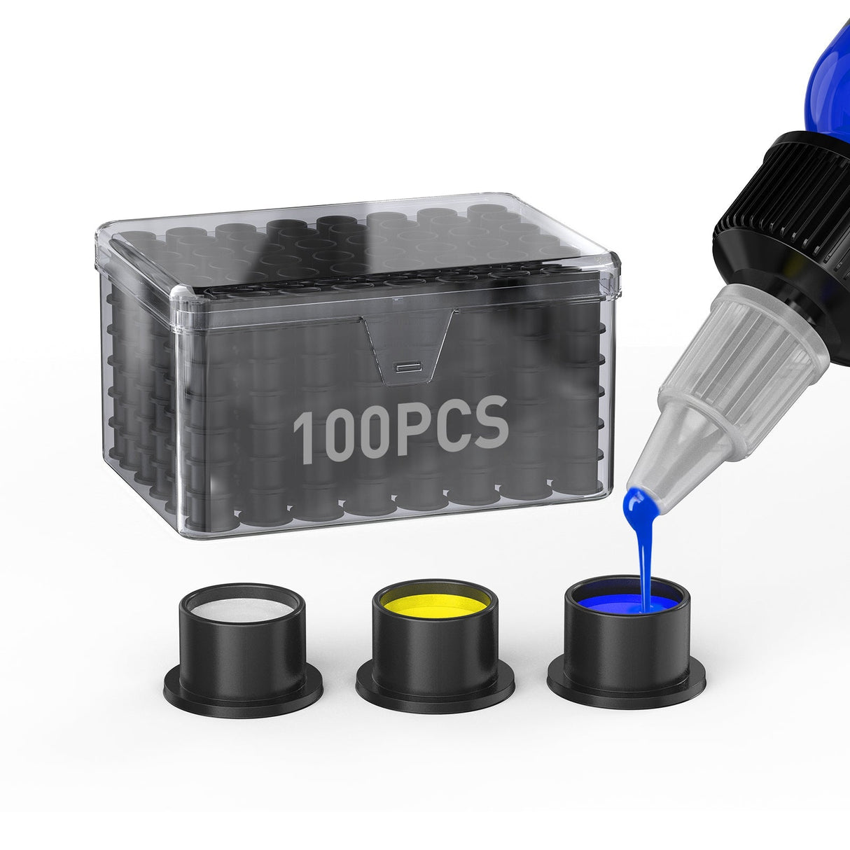 Wormhole Tattoo Silicone Ink Cups with Base – Disposable Self-Stand Ink Caps 100Pcs