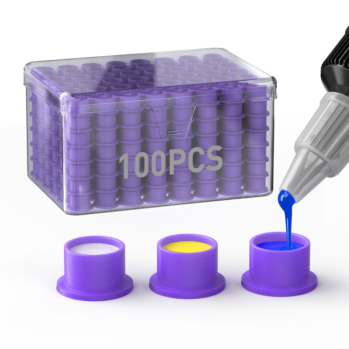 Wormhole Tattoo Silicone Ink Cups with Base – Disposable Self-Stand Ink Caps 100Pcs