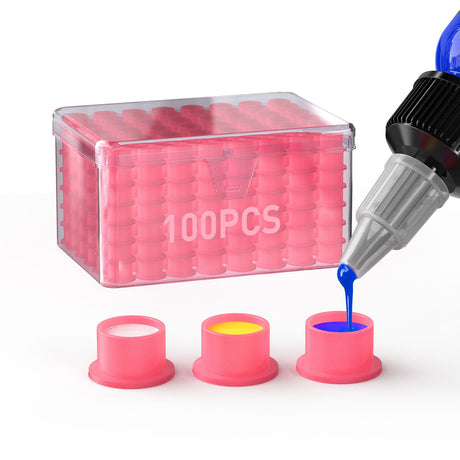 Wormhole Tattoo Silicone Ink Cups with Base – Disposable Self-Stand Ink Caps 100Pcs