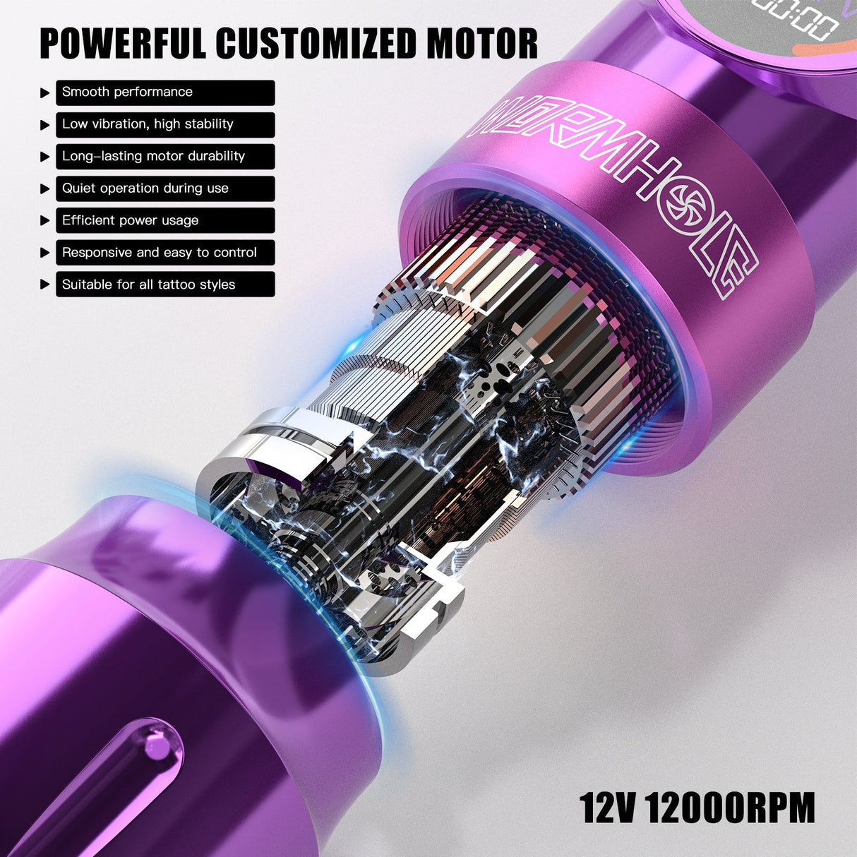 Wormhole Wireless Tattoo Gun Kit - Professional Tattoo Pen & 1500mAh Battery