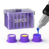 Wormhole Tattoo Silicone Ink Cups with Base – Disposable Self-Stand Ink Caps 50Pcs