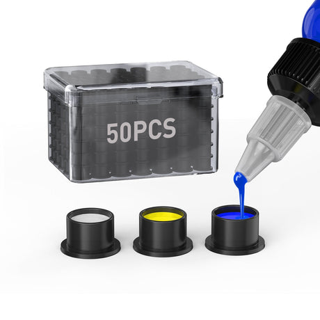 Wormhole Tattoo Silicone Ink Cups with Base – Disposable Self-Stand Ink Caps 50Pcs