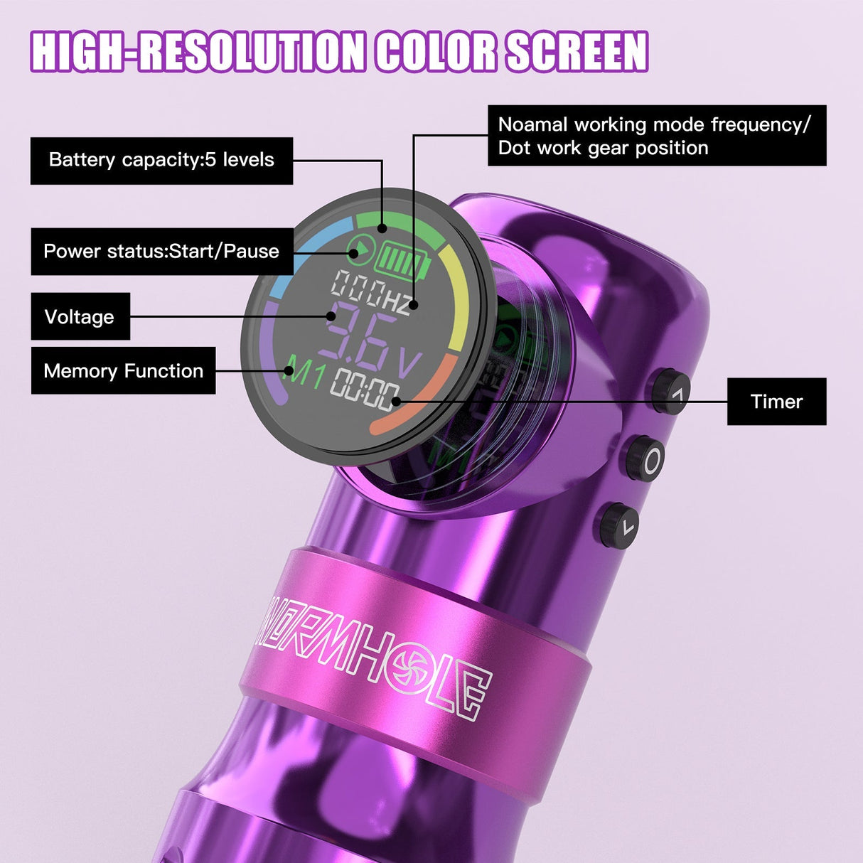 Wormhole Wireless Tattoo Gun Kit - Professional Tattoo Pen & 1500mAh Battery