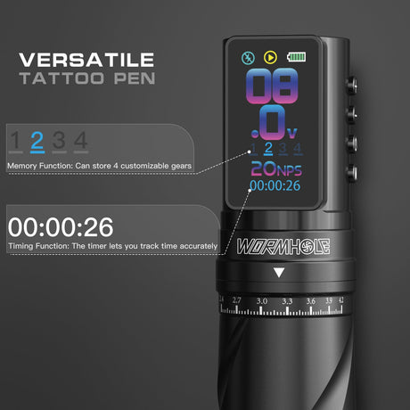 Wormhole Tattoo Kit –7 Adjustable Stroke & LED Display