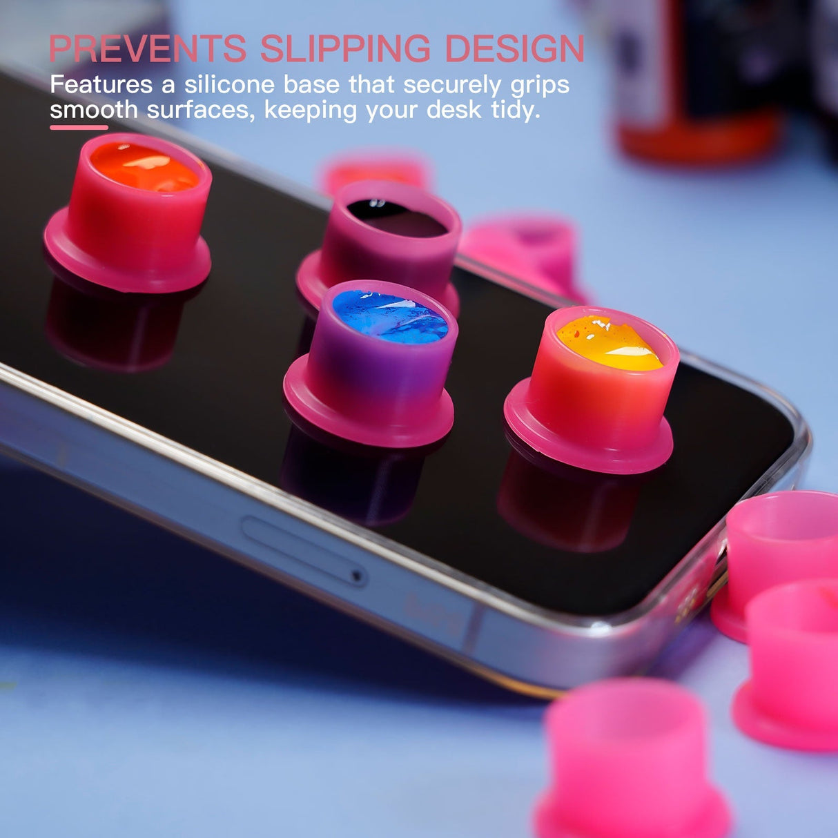 Wormhole Tattoo Silicone Ink Cups with Base – Disposable Self-Stand Ink Caps 50Pcs