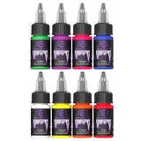 WormholePro UV Ink Set 8 Colors–15ml Fluorescent Tattoo Ink Kit