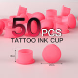 Wormhole Tattoo Silicone Ink Cups with Base – Disposable Self-Stand Ink Caps 50Pcs
