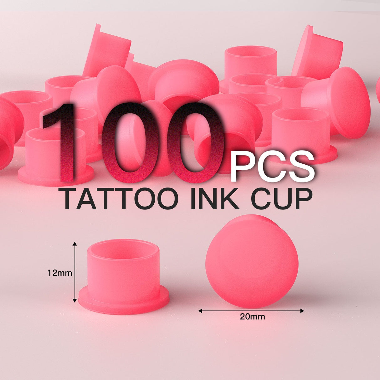 Wormhole Tattoo Silicone Ink Cups with Base – Disposable Self-Stand Ink Caps 100Pcs