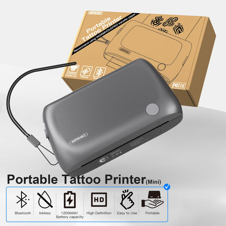 Wormhole Mini Tattoo Stencil Printer with Bluetooth (Grey)
