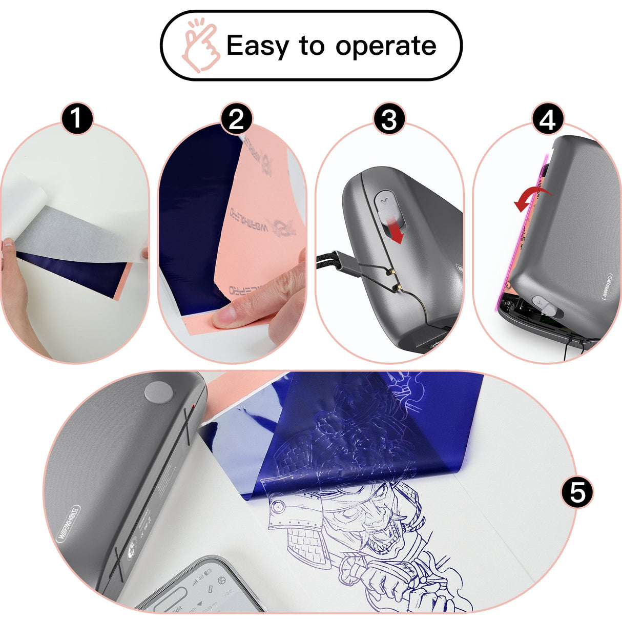 Wormhole Mini Tattoo Stencil Printer with Bluetooth (Grey)