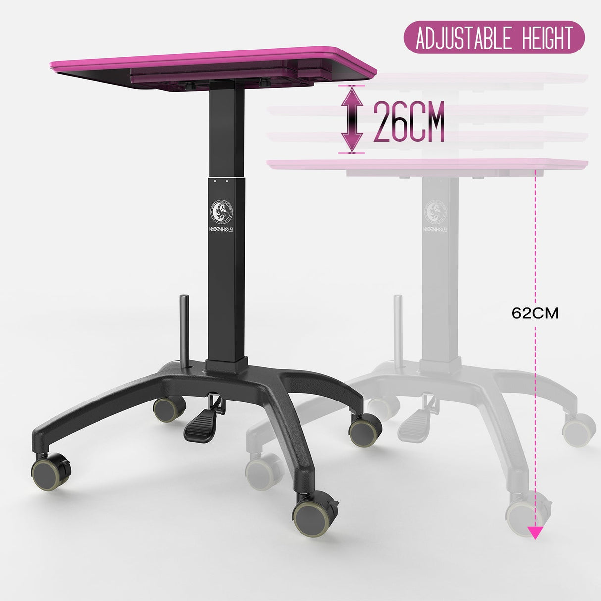 Wormhole Tattoo Tray Table with Wheels – Adjustable Height Trolley