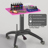 Wormhole Tattoo Tray Table with Wheels – Adjustable Height Trolley