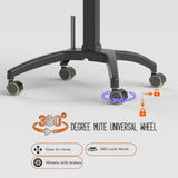 Wormhole Tattoo Tray Table with Wheels – Manual Adjustable Height (Purple)