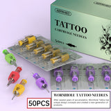 50pcs Wormhole Tattoo Rocket Finger Ledge Mixed Needles Sizes RL/RS/RM/M1
