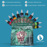 Xtreme Tattoo Ink Kit - New School Style Tattoo Ink Set (10 Colors, 1 OZ)