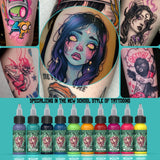Xtreme Tattoo Ink Kit - New School Style Tattoo Ink Set (10 Colors, 1 OZ)