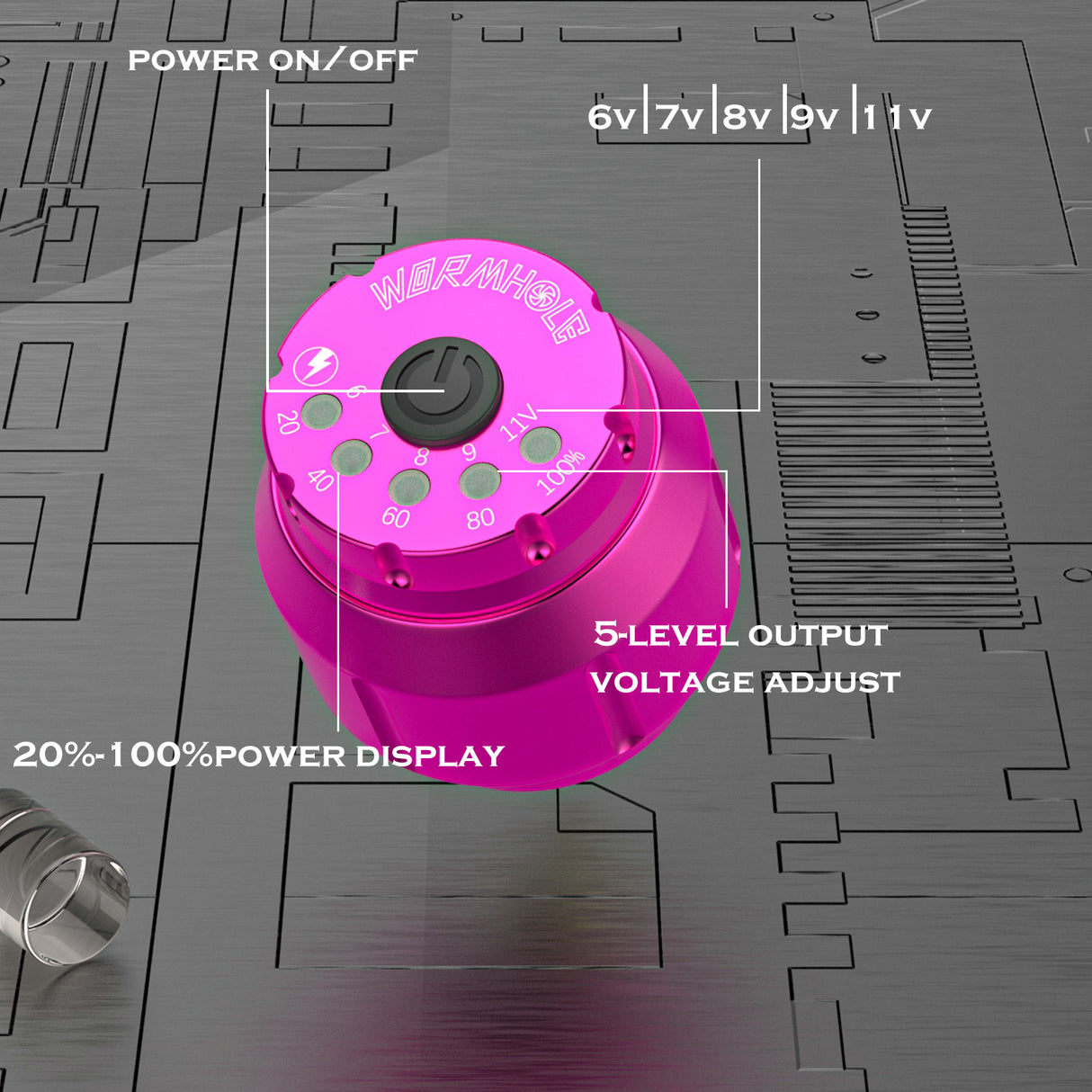 Wormhole Wireless Tattoo Power Supply for Tattoo Machine