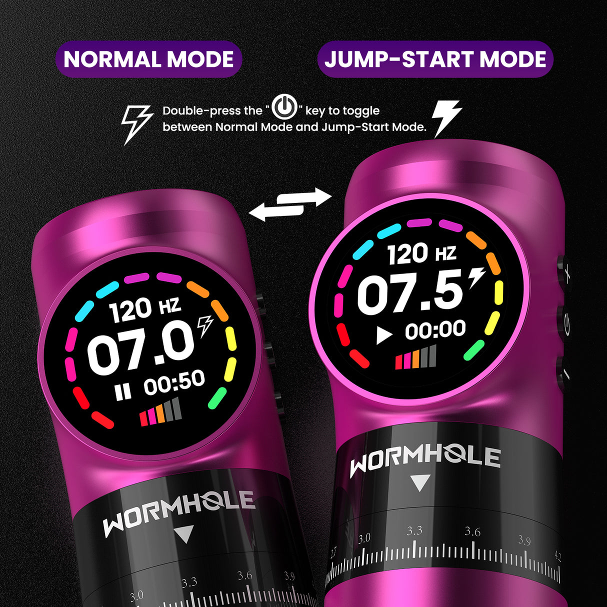 Wormhole Wireless Tattoo Pen Kit – Adjustable Stroke Rotary Tattoo Machine Dual Batteries