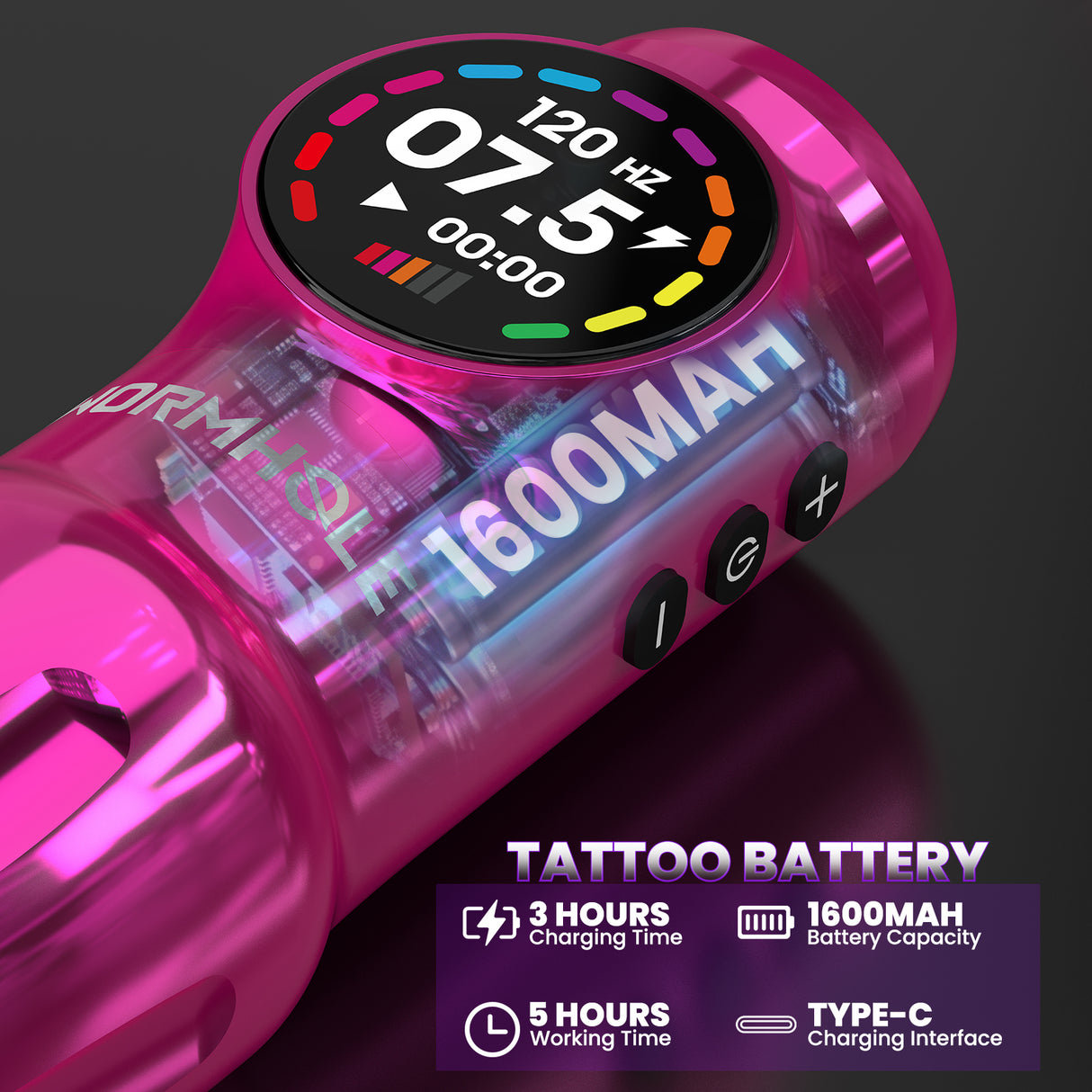 Rotary Tattoo Pen Machine Kit with Smart Display & 1600mAh Battery